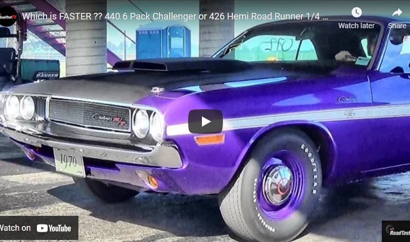 Which is FASTER ?? 440 6 Pack Challenger or 426 Hemi Road Runner 1/4 Mile Drag Video – Road TestTV®