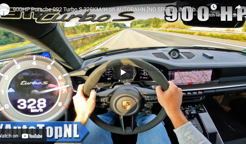 900HP Porsche 992 Turbo S 328KM/H on AUTOBAHN [NO SPEED LIMIT] by AutoTopNL