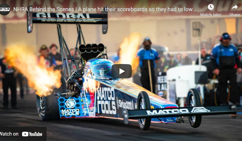 NHRA Behind the Scenes | A plane hit their scoreboards so they had to lower them!