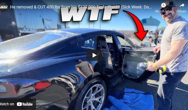 He removed & CUT 400 lbs from his $130,000 Tesla Plaid?! (Sick Week: Day 3)