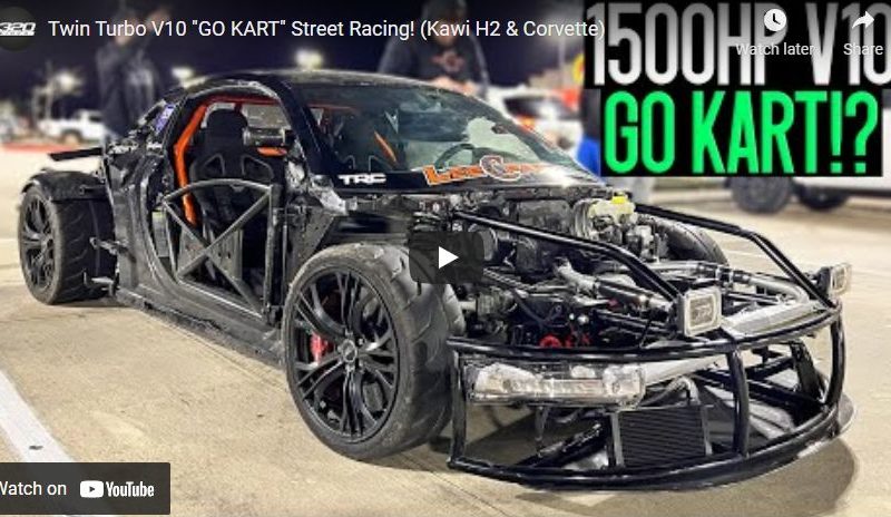 Twin Turbo V10 “GO KART” Street Racing! (Kawi H2 & Corvette)