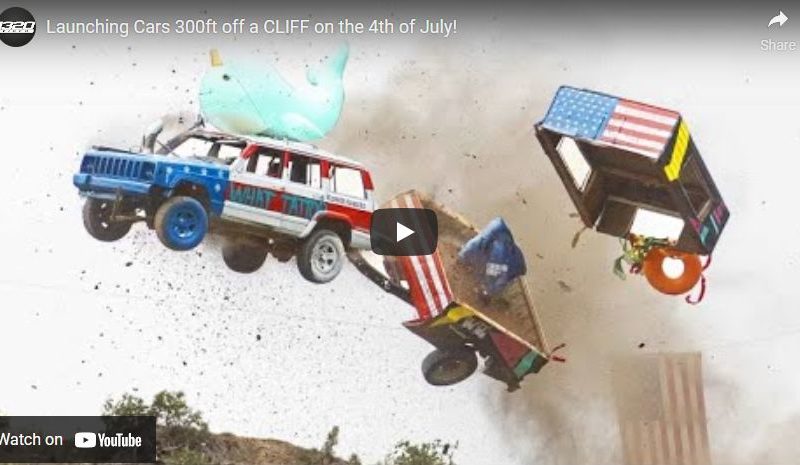 Launching Cars 300ft off a CLIFF on the 4th of July!