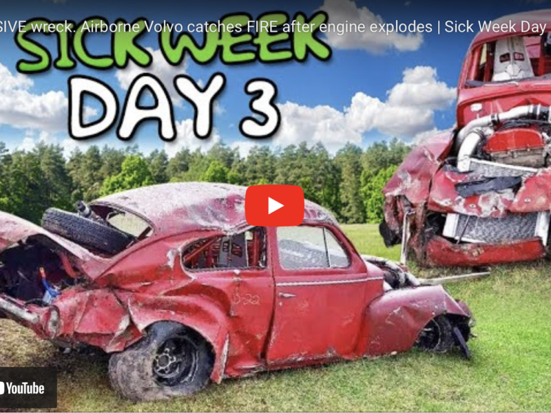 MASSIVE wreck. Airborne Volvo catches FIRE after engine explodes | Sick Week Day 3