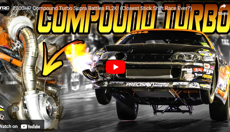 2000HP Compound Turbo Supra Battles FL2K! (Closest Stick Shift Race Ever?)