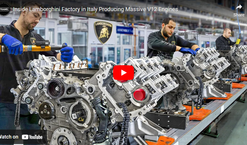 Inside Lamborghini Factory in Italy Producing Massive V12 Engines